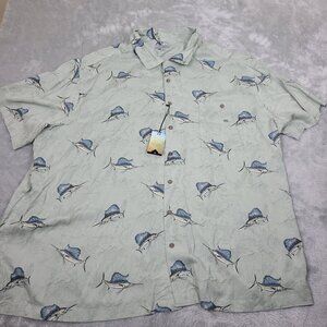 Ocean And Coast Mens Size XL Swordfish Button Up Shirt Fishing Soft Rayon Pocket